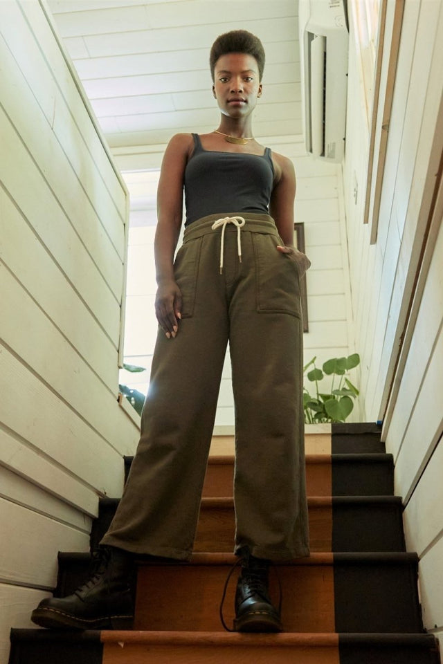 Vivian Wide Leg Sweatpant in Sea Turtle - Veneka-Sustainable-Ethical-Bottoms-Etica Denim Drop Ship