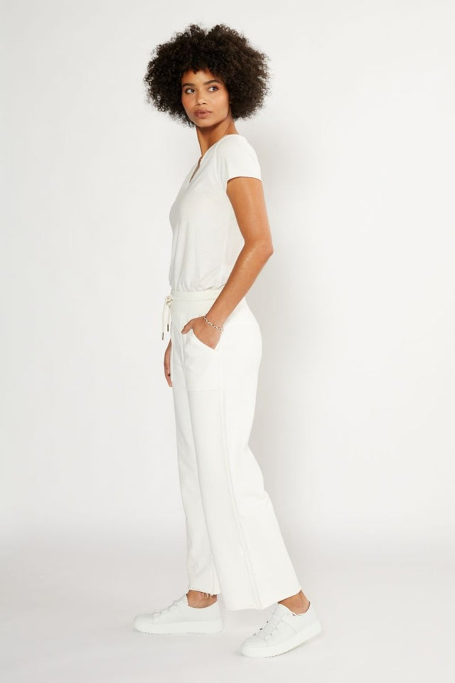 Vivian Wide Leg Sweatpant in Vintage White - Veneka-Sustainable-Ethical-Bottoms-Etica Denim Drop Ship