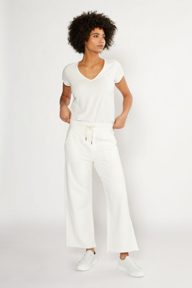 Vivian Wide Leg Sweatpant in Vintage White - Veneka-Sustainable-Ethical-Bottoms-Etica Denim Drop Ship