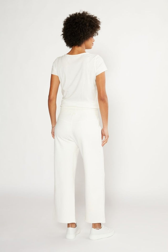 Vivian Wide Leg Sweatpant in Vintage White - Veneka-Sustainable-Ethical-Bottoms-Etica Denim Drop Ship