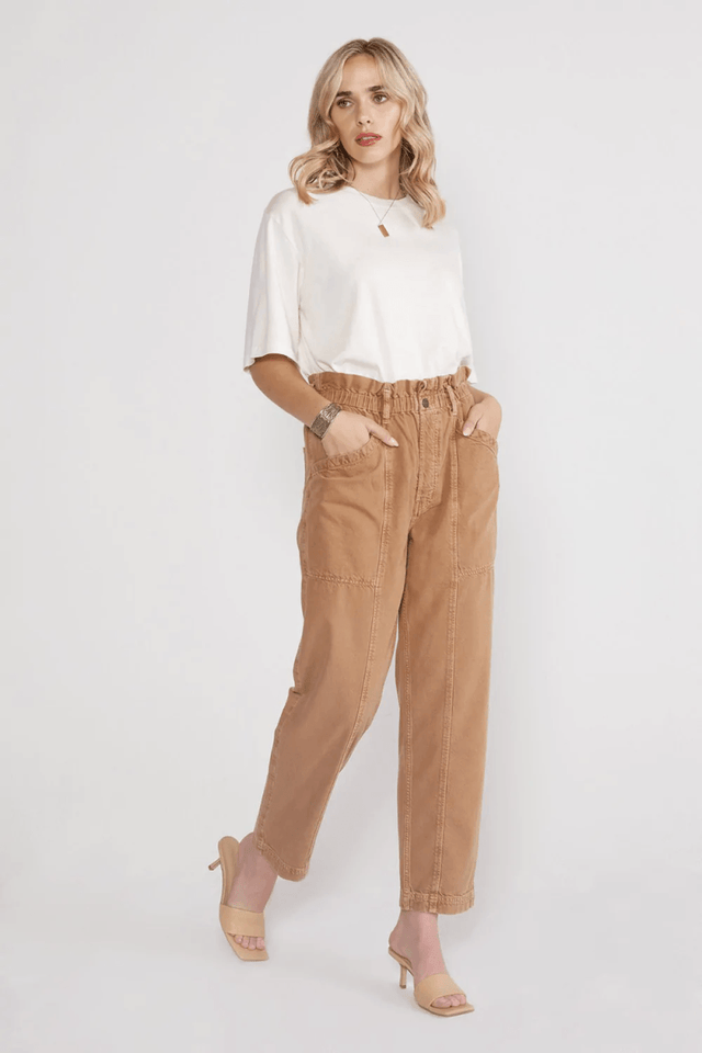 Wade Relaxed Trouser in Vintage Tawny Brown - Veneka-Sustainable-Ethical-Bottoms-Etica Denim Drop Ship