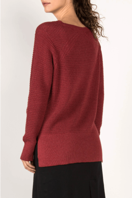 Waffle Knit Sweater in Cherry - Veneka-Sustainable-Ethical-Tops-Indigenous Drop Ship
