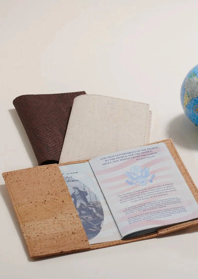 Wanderlust Passport Holder in Black - Veneka-Sustainable-Ethical-Bag-Tiradia Cork Drop Ship