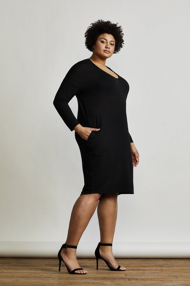Willow Dress in Jet Black - Veneka-Sustainable-Ethical-Dresses-Hours Drop Ship