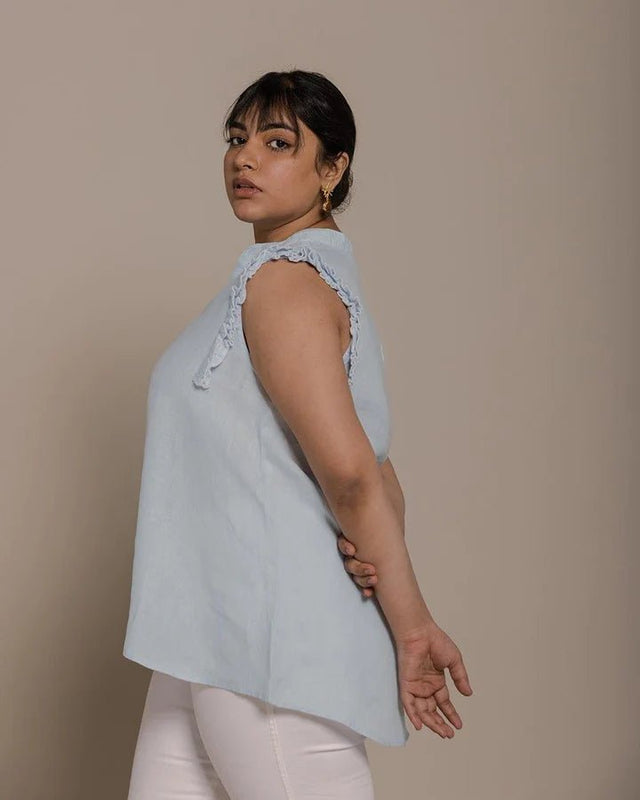 Wind In My Hair Tank in Summer Blue - Veneka-Sustainable-Ethical-Tops-Reistor Drop Ship