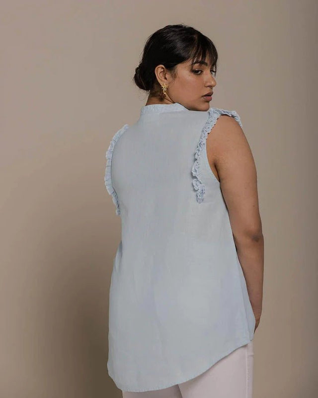 Wind In My Hair Tank in Summer Blue - Veneka-Sustainable-Ethical-Tops-Reistor Drop Ship