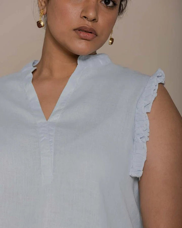 Wind In My Hair Tank in Summer Blue - Veneka-Sustainable-Ethical-Tops-Reistor Drop Ship