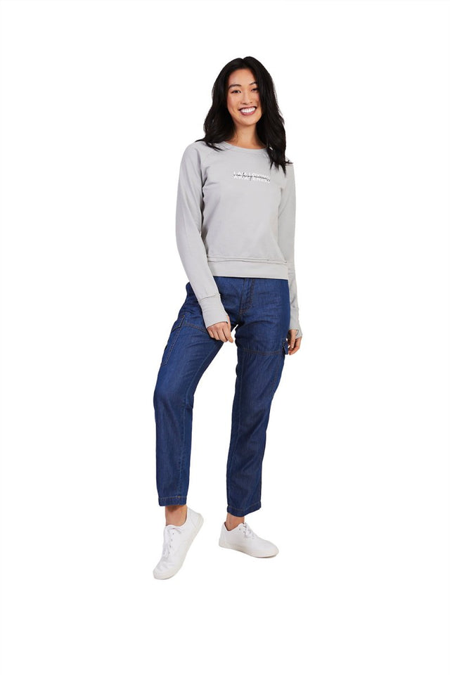 YesAnd x Ram Dass I Am Loving Awareness Sweatshirt in Light Grey - Veneka-Sustainable-Ethical-Tops-YesAnd Drop Ship