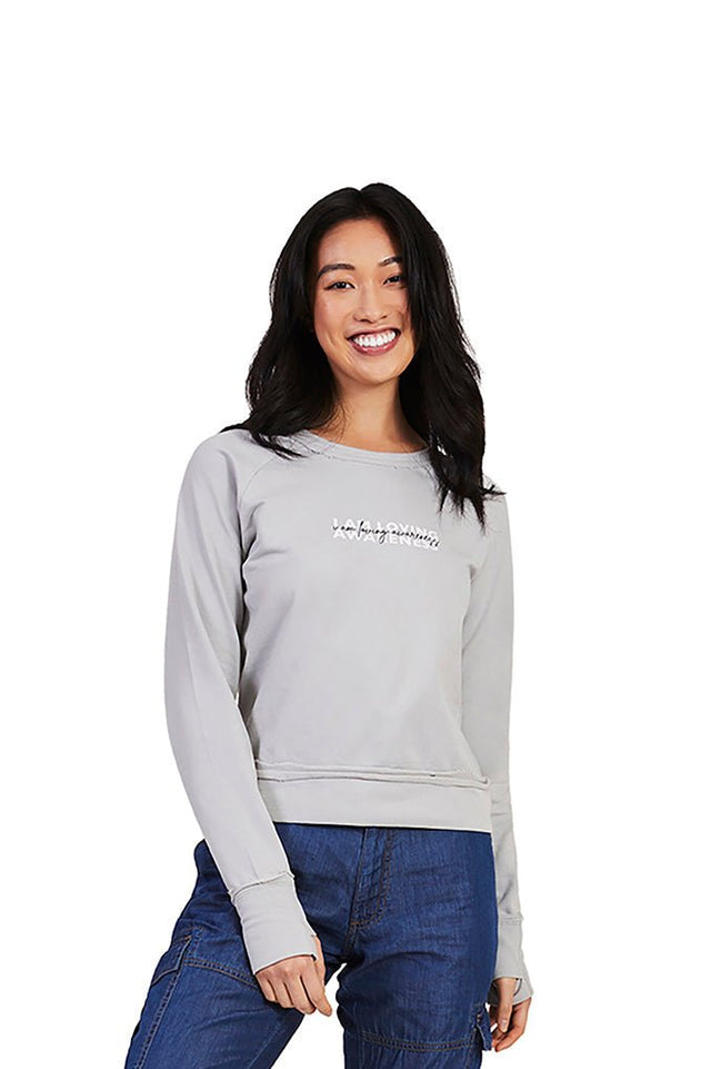 YesAnd x Ram Dass I Am Loving Awareness Sweatshirt in Light Grey - Veneka-Sustainable-Ethical-Tops-YesAnd Drop Ship
