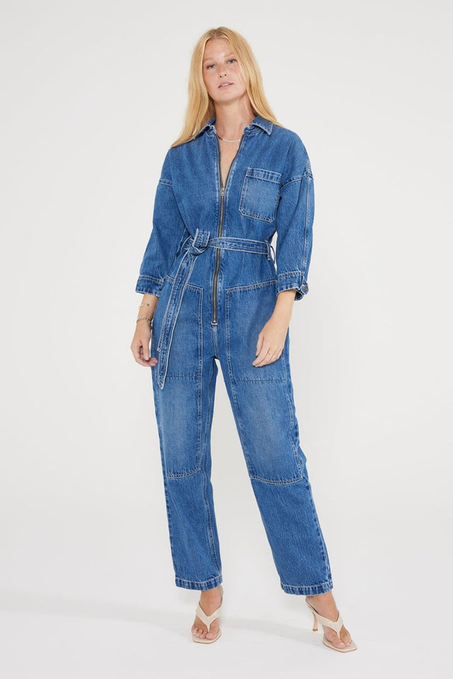 Zeta Carpenter Jumpsuit - Cimarron - Veneka-Sustainable-Ethical-Denim-Etica Denim Drop Ship