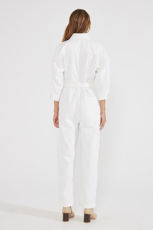Zeta Carpenter Jumpsuit - Vintage White - Veneka-Sustainable-Ethical-Denim-Etica Denim Drop Ship